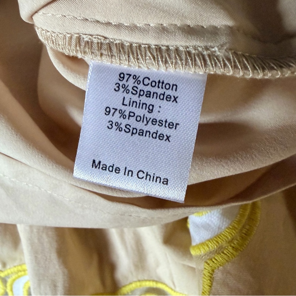 Tuckernuck Cream Mini Dress with Yellow Embroidered Trim - Picture 12 of 16
